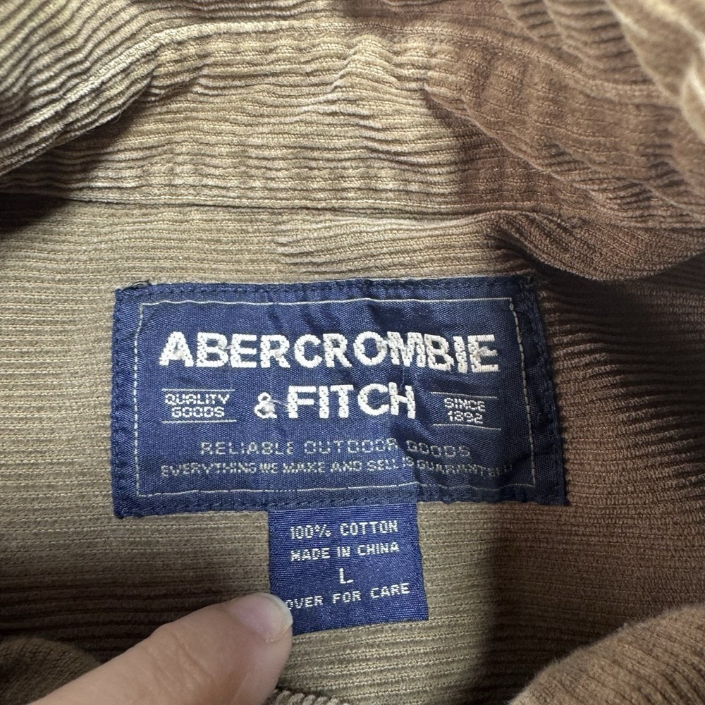 Abercrombie & Fitch Men's Vintage Brown Corduroy Button-Up Pocket Shirt Large - Picture 2 of 5